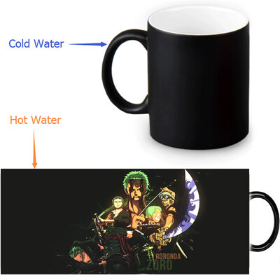 

One Piece Zoro 350ml / 12oz Heat Reveal Mug Color Change Чашка кофе Чувствительные морфинговые кружки Волшебная чашка для чайных чашек