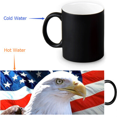 

US Flag And Bald Eagle 350ml/12oz Heat Reveal Mug Color Change Coffee Cup Sensitive Morphing Mugs Magic Mug Milk Tea Cups