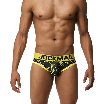 

JOCKMAIL Mens Underwear Low-Waist Polyamide Print Mens Briefs Spacecraft Pattern Comfortable Fresh Briefs