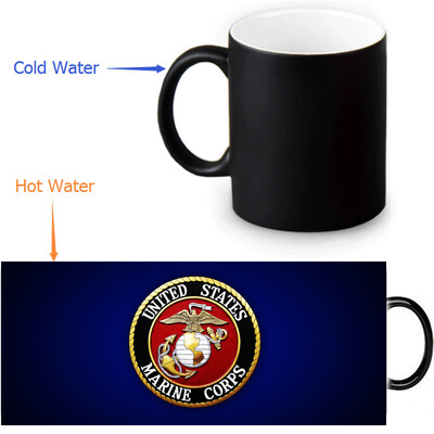 

USMC 350ml12oz Heat Reveal Mug Color Change Coffee Cup Sensitive Morphing Mugs Magic Mug Milk Tea Cups