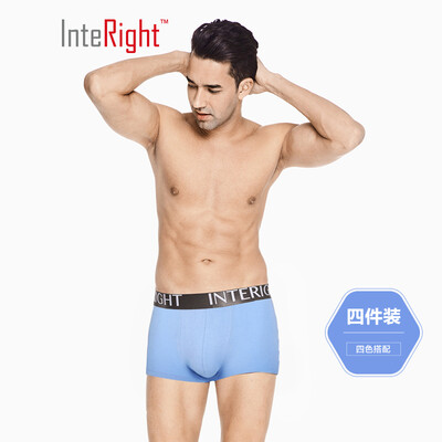 

INTERIGHT Panties Mens Stretch Wide Elastic Solid Color Smoothing Boxer 4 Boxed Bright Color Group A XXL