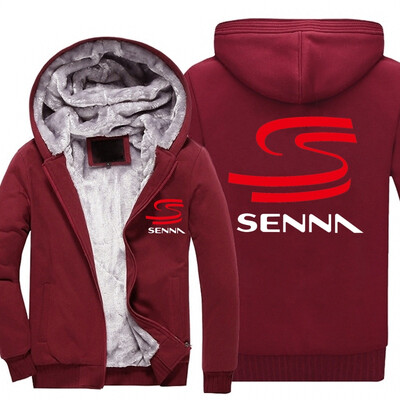 

2018 New HERO AYRTON SENNA Winter Men Thick Hoodies Patchwork Sweatshirt Zipper Fleece Tracksuit Plus Size