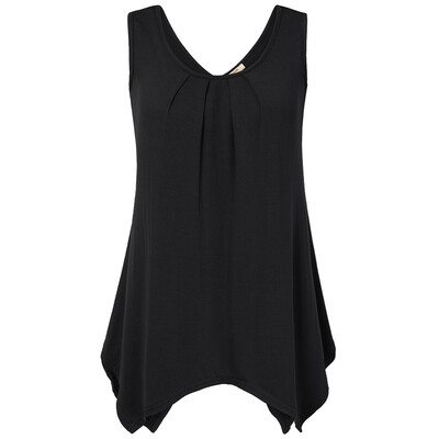 

Timeson Summer Sleeveless Irregular Hem Solid Tee Women Tanks Long Loose Tunic Casual Vest Plus Size XXXL Female Knitted Tops