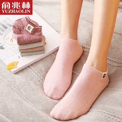 

Yu Zhaolin short socks ladies cotton boat socks spring&summer models Korean version of comfortable breathable small fresh literary socks female mixed color 5 double code
