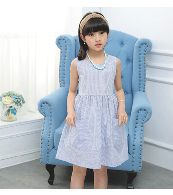 

2018 New Girl Summer Dress cotton dress sleeveless simple casual A-word vest dress