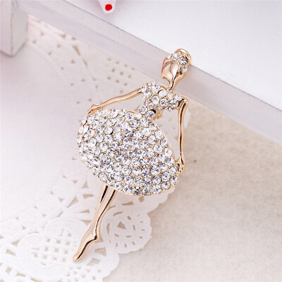 

Fashion Princess Ballerina Dance Girl Brooch Fairy Brooches Bling Crystal Pins lapel Pin Up Women Shirt Corsage Broche Bijoux