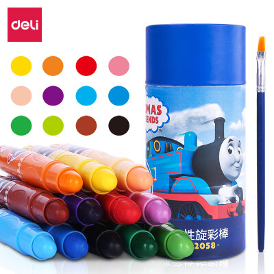 

Deli Deli Thomas series students 12 color tube washable rotating oil pastels colorful stick children crayons 72085