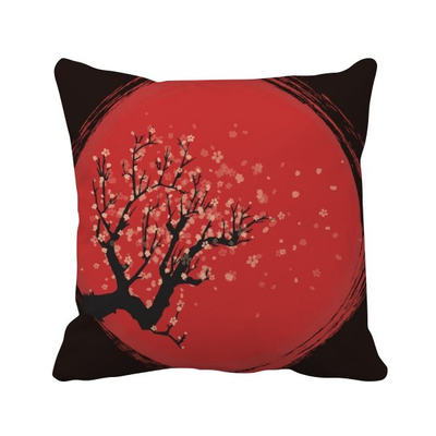 

Japan Culture Red White Sakura Art Pattern Square Throw Pillow Insert Cushion Cover Home Sofa Decor Gift
