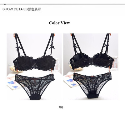 

European&American sexy lace thin cup&half cup with a steel ring with a young girls underwear to gather a bra suit