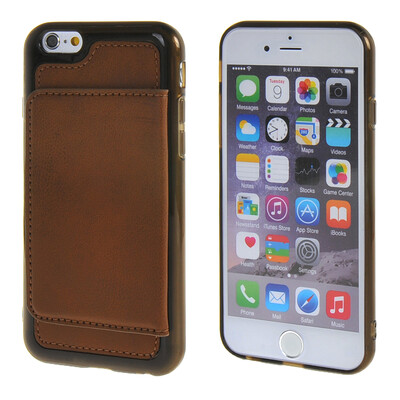 

MOONCASE iPhone 6 Plus (5,5 ") Кожа карты кожи чехол + силиконовый гель ТПУ Тонкий прочный чехол Обложка Браун