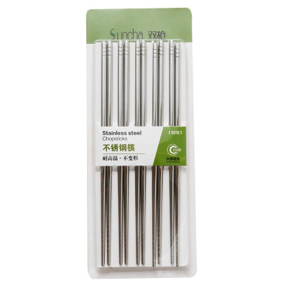 

Double gun (Suncha) 304 stainless steel chopsticks suit non-slip Japanese gift hotel home 10 double installed KZ3080 (smooth coil