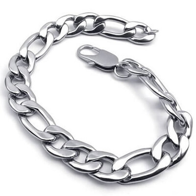 

Hpolw Wide Big Chain silver Stainless Steel hollow Mens Lobster Clasps Bracelet