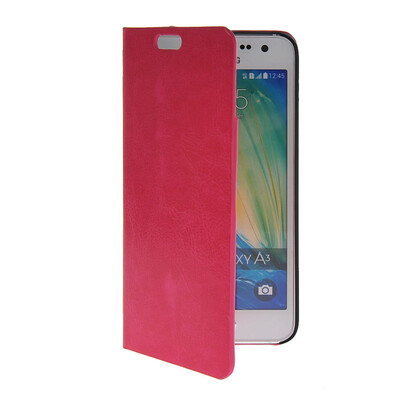 

MOONCASE Slim Leather Side Flip Wallet Card Slot Pouch with Kickstand Shell Back чехол для Samsung Galaxy A3 Hot pink