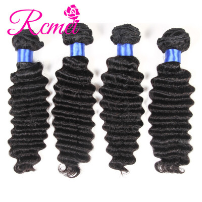 

Rcmei High Quality 8A Hair Deep Wave Brazilian 100 Virgin Hair 4 BundlesLot Remy Hair