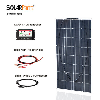 

BOGUANG 100w Monocrystalline silicon solar panel cell solar system 10A controller cable MC4 connector for 12v battery charge