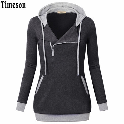 

2018 Fashion Women Hoodies Zipper Pullovers Long Sleeve Packet Casual Tracksuit Patwork Sweatershirt Female Plus Size Red Hoodies