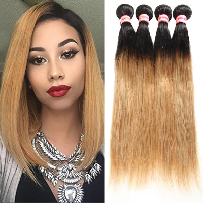 

T1B / 27 Honey Blonde Bundles Ombre Бразильские пряди волос для волос Прямые волосы для волос 3/4 Связки Бразильские волосы Девы