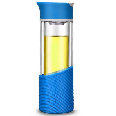 

Зеленые бусины lvzhu 330ml двойное стекло изолированный анти-горячий ремень чай чай чай дамы чашка для воды B793 голубой