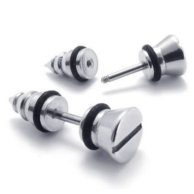 

Hpolw Stainless Steel Mens Screw Stud Earrings Color Silver Diameter 7mm