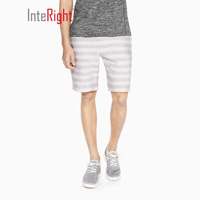 

INTERIGHT casual shorts mens knit striped elastic shorts gray white XL