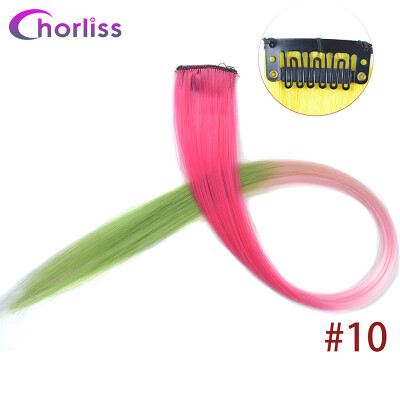 

Chorliss Clip In Hair Extensions 50Cm 20 Inch Long Colorful One Piece Synthetic Straight Fake Hair one Tone Pink Purple Blue