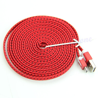 

1M 2M 3M Dual Color Strong Flat Braided Nylon Micro USB Charger Sync Data Cable For Samsung Sony HTC