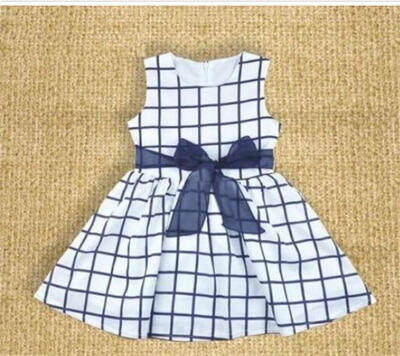 

1PCS Baby 0-3Y Toddler Girl Kids dress Cotton Top Bow-knot Plaids Dresses Outfit Clothes