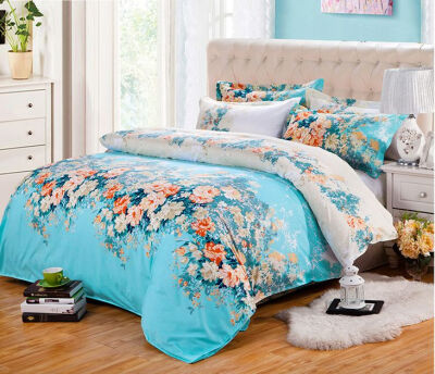 

Printing Bedding Set Fashion Bed Sheet / Duvet Cover / Pillowcases Cotton 4 Pcs Bed Set