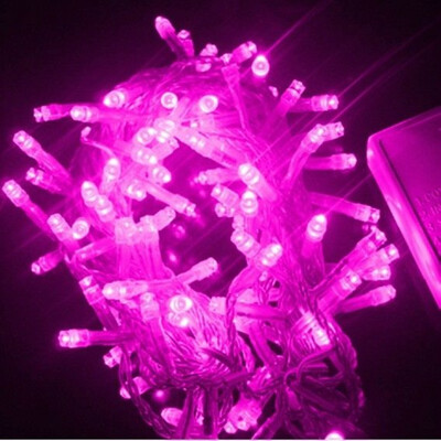 

MyMei Xmas Tree 85M 220V 100LED Fairy Party String Bulb Light Flash Christmas Wedding EU Plug Pink