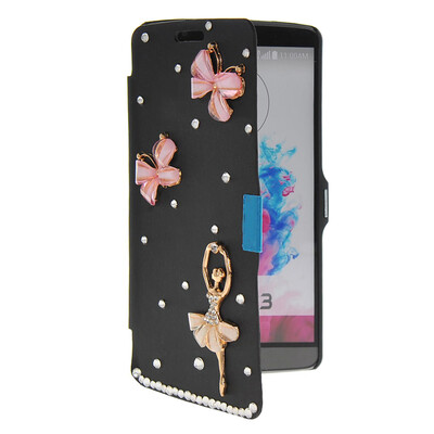 

MOONCASE Bling Rhinestone Crystal Ultre Slim Leather Side Flip Wallet Shell Back Case Cover for LG G3 Black