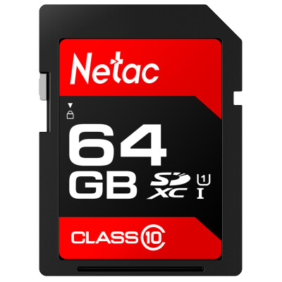 

Netac 64GB SD Card 80MBs SLR Digital Camera High Speed ​​Memory Card HD Camera SDXC UHS-I Memory Card U1 Class10 Technology Red