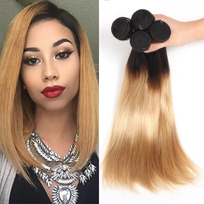 

Siyusi 4 Pcslot Ombre Human Hair Bundles brazilian Virgin Hair Pre-Color 1b27 Honey Blonde Ombre Brazilian Hair Weave Bundles