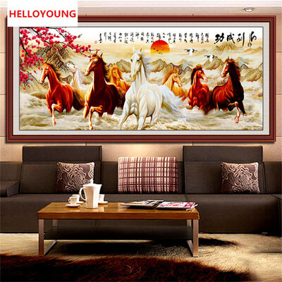 

DIY 5D Magic Cube Round Diamond Painting Cross Stitch Win Instant Success Diamond Embroidery Eight Horses Diamond Mosaic