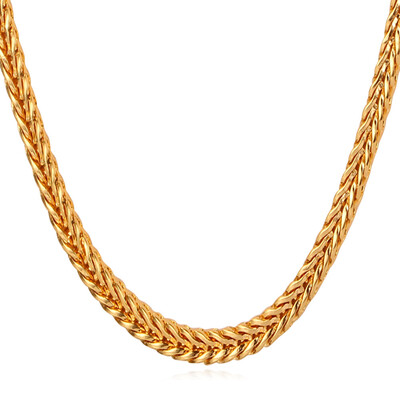 

Золотое ожерелье цепи Штамп "18K" Real Gold покрыло ювелирные изделия Оптовая Новый 55 CM Foxtail Ссылка цепи ожерелье мужчин ювелирные изделия