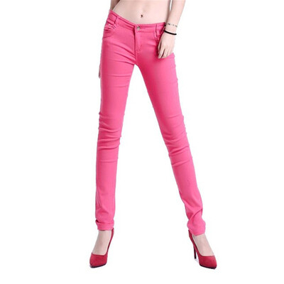 

Fashion Women Candy Colors Skinny Pencil Jeans Spring Ladies Sexy Fit Pants Plus Size Casual Trousers