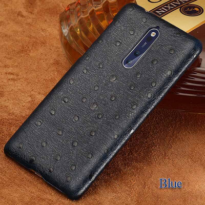 

Genuine Leather Phone Case For Nokia 6 8 Case Ostrich Texture Back Cover Plus Case