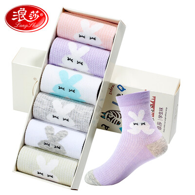 

Langsha childrens socks for men&women cotton socks cute in the tube comfortable breathable cotton socks 6 pairs of mixed color cute rabbit models feet 16-18cm 3-5 years old 21-26 yards
