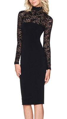 

Bigood Women Elegant Long Sleeve Lace Slimming Bodycon Dress Party Skirt
