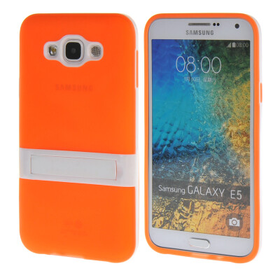 

MOONCASE Galsxy E5 Case Jelly color Silicone Gel TPU Skin Slim With Stand Back Case Cover for Samsung Galsxy E5 Orange