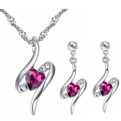 

Exquisite Heart Crystal from Austrian Fashion Necklace Earring Jewelry Sets For Women Valentines Day Gift 26980