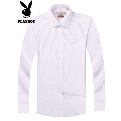 

Playboy PLAYBOY Mens Autumn Slim Suit Business Casual Youth Mens Dress Long Sleeve Shirt DH06180097 White 52XL180