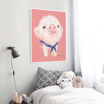 

Green childrens room decoration painting murals painting bedroom living room painting small powder pig 3040cm send binding accessories