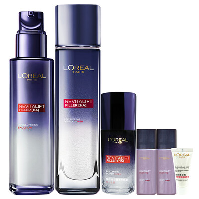 

LOREAL Гиалуроновая кислота Укрепляющий уход за кожей Косметический набор (хрустальный лосьон 130 мл + эмульсия 110 мл + крем для глаз 5 мл + хрустальный лосьон 65 мл + хрустальный лосьон 22 мл × 2 (случайные волосы)