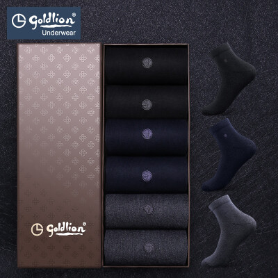 

Goldlion socks mens tube sports business casual breathable mens cotton socks 6 double gift box 17042 size 6 pairs of dark gray 2 dark blue 2 black 2