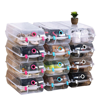 

Jing Hui Si Chuang JH0671 transparent shoe box thick plastic clamshell shoe box finishing storage storage box 3 Pack