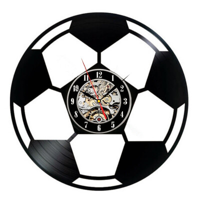 

Football Shape Creative Vinyl Record Wall Clock Brief Timepiece Gift for Football Lovers