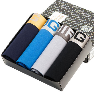 

Arctic velvet B541301911 men&39s underwear 4 mixed color gift boxed men&39s underwear Leica cotton flat angle underwear male color side men&39s underwear L