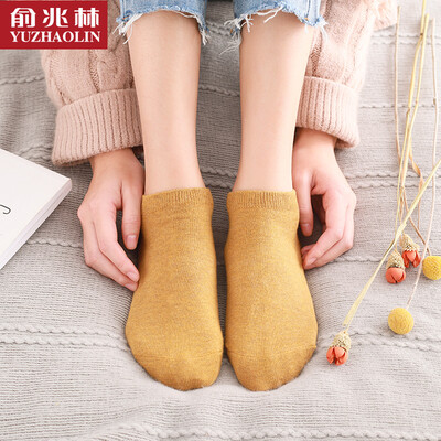 

Yu Zhaolin 7 pairs of womens socks Sen series colorful cotton boat socks short mixed color 7 pairs of code