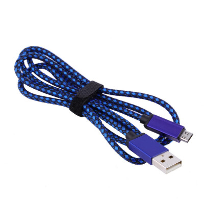 

1M Nylon Braided Micro USB Data Cable V8 Charger Cords for Cell Phone Mobile Blue