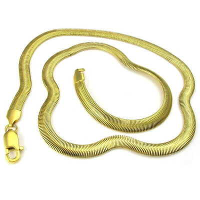 

Hpolw Wholesale fashion jewelry Mens Stainless Steel 18K Gold Necklace with 20 inch Snake Chain